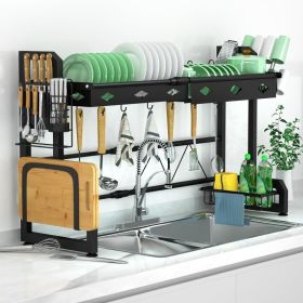 Over The Sink Dish Drying Rack-Adjustable (22" to 35.6") Large Dish Drying Racks for Kitchen Counter Organizers and Dishes