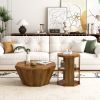 31.5 "Octagonal Log Color Rubber wood Set of Two Coffee Table, Coffee Table, Living Room Bedroom(Set of Two Pieces)