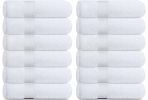 Resort Collection Soft Washcloth Face & Body Towel Set 12 Pack White 12x12 in Luxury Hotel Plush & Absorbent Cotton Washclothes