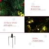 HOMCOM 22.5in Christmas Tree 2-Pack Outdoor Pre-Lit Artificial Pine Cordless with 24 Warm White Lights and Stakes