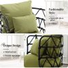 COOLMORE Upholstered Tufted Living Room Chair Textured Linen Fabric Accent Chair with Metal Stand