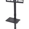 Mobile TV Stand on Wheels, Height Adjustable Tilt Rolling TV Stand with Media Shelf for 23-60 inch LED, LCD, OLED Flat&Curved TVs, Holds Up to 55lbs