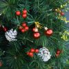 HOMCOM 22.5in Christmas Tree 2-Pack Outdoor Pre-Lit Artificial Pine Cordless with 24 Warm White Lights and Stakes