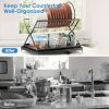 2-layer bowl and dish drying rack with bowl, cup, and basin holder, foldable bowl and dish drain rack, suitable for kitchen countertops
