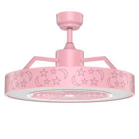 23 Inch Ceiling Fan with LED Light and Remote Control (Color: PINK)