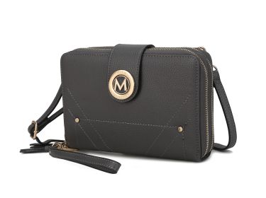 MKF Collection Sage Cell phone Wallet Crossbody Handbag with Optional Wristlet by Mia K (Material: Vegan Leather, Color: Charcoal)