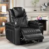 PU Leather Power Recliner Home Theater Recliner with Power Adjustable Headrest, Wireless Charging Device, USB Port, Storage Arms, Cup Holder and Swive