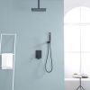 12-inch Ceiling Mount Square 360 Degree Adjustable Stainless Steel High Pressure Rainfall Shower Head Dual Shower Head with Hand Held Spray Combo Stai