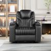 PU Leather Power Recliner Home Theater Recliner with Power Adjustable Headrest, Wireless Charging Device, USB Port, Storage Arms, Cup Holder and Swive
