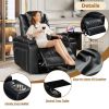 PU Leather Power Recliner Home Theater Recliner with Power Adjustable Headrest, Wireless Charging Device, USB Port, Storage Arms, Cup Holder and Swive