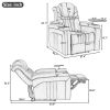 PU Leather Power Recliner Home Theater Recliner with Power Adjustable Headrest, Wireless Charging Device, USB Port, Storage Arms, Cup Holder and Swive