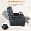 PU Leather Power Recliner Home Theater Recliner with Power Adjustable Headrest, Wireless Charging Device, USB Port, Storage Arms, Cup Holder and Swive